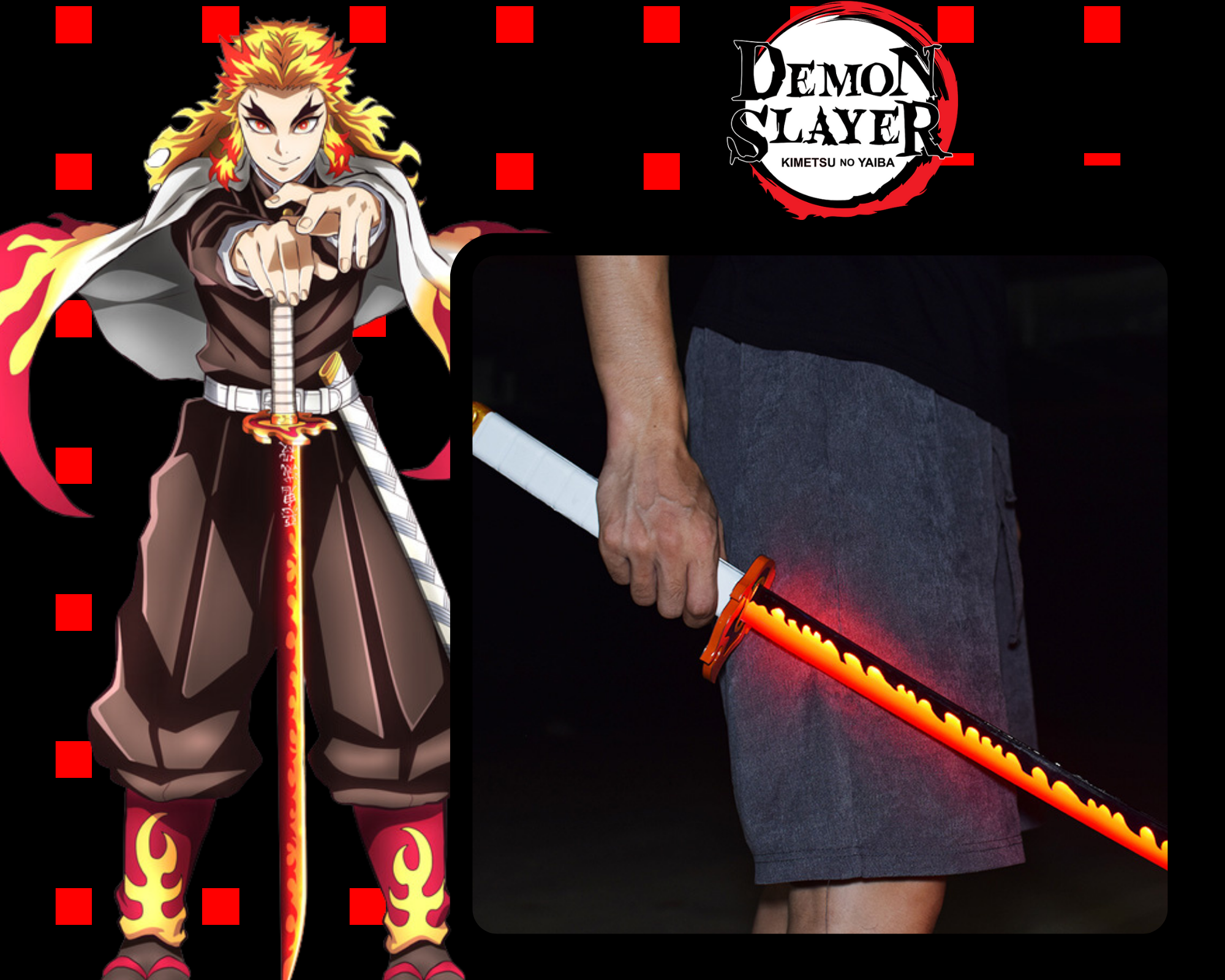Demon Slayer Kyojuro Rengoku Wooden Sword  4999  The Mad Shop